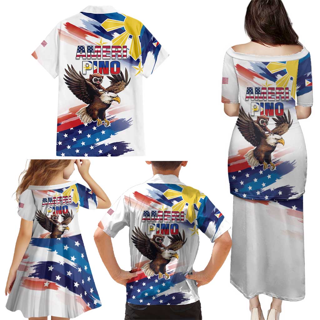 Filipino American History Month Family Matching Puletasi and Hawaiian Shirt Bald Eagle Tarsier Together LT05 - Polynesian Pride