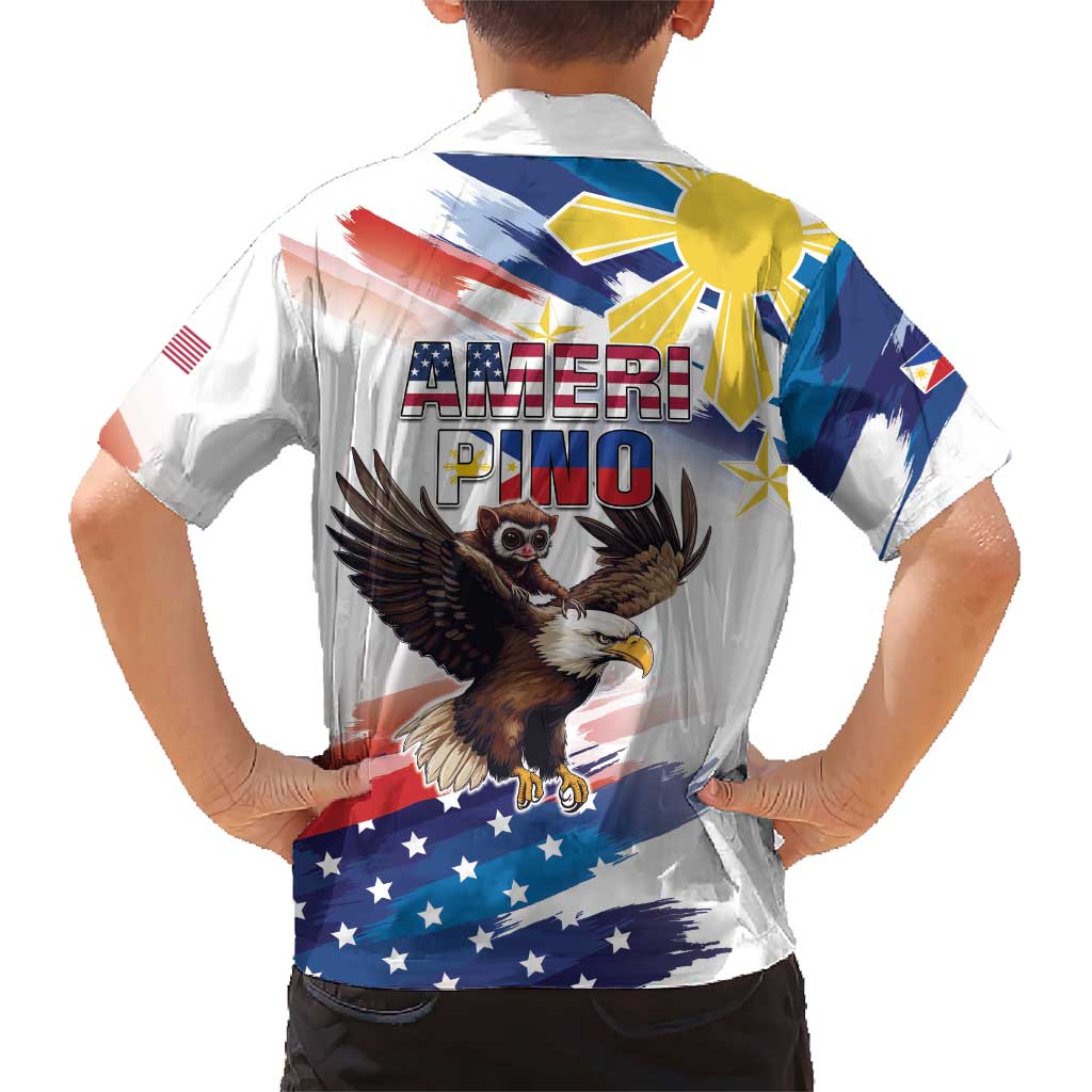 Filipino American History Month Family Matching Short Sleeve Bodycon Dress and Hawaiian Shirt Bald Eagle Tarsier Together LT05 - Polynesian Pride