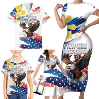 Filipino American History Month Family Matching Short Sleeve Bodycon Dress and Hawaiian Shirt Bald Eagle Tarsier Together LT05 - Polynesian Pride