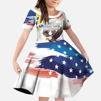 Filipino American History Month Family Matching Tank Maxi Dress and Hawaiian Shirt Bald Eagle Tarsier Together LT05 Daughter's Dress White - Polynesian Pride