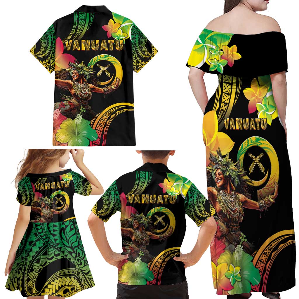 Halo Vanuatu Family Matching Off Shoulder Maxi Dress and Hawaiian Shirt Beautiful Woman Dancing