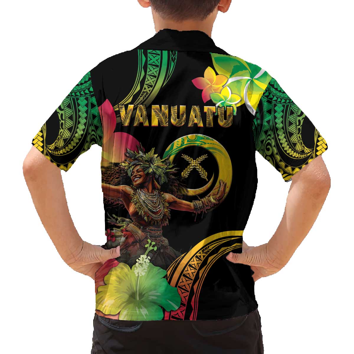 Halo Vanuatu Family Matching Off Shoulder Short Dress and Hawaiian Shirt Beautiful Woman Dancing LT05 - Polynesian Pride