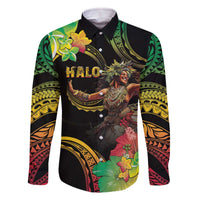 Halo Vanuatu Family Matching Off Shoulder Short Dress and Hawaiian Shirt Beautiful Woman Dancing LT05 Dad's Shirt - Long Sleeve Black - Polynesian Pride