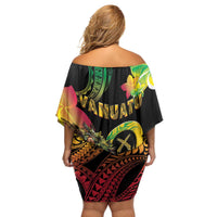 Halo Vanuatu Family Matching Off Shoulder Short Dress and Hawaiian Shirt Beautiful Woman Dancing LT05 - Polynesian Pride