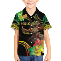 Halo Vanuatu Family Matching Off Shoulder Short Dress and Hawaiian Shirt Beautiful Woman Dancing LT05 Son's Shirt Black - Polynesian Pride