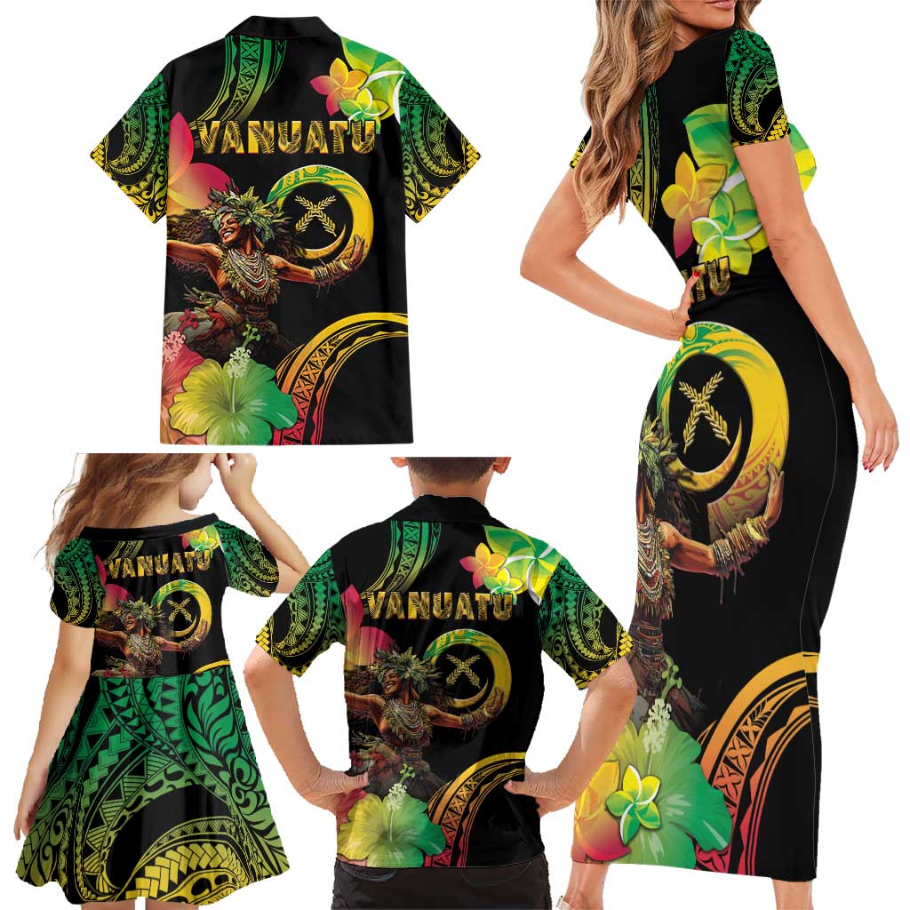 Halo Vanuatu Family Matching Short Sleeve Bodycon Dress and Hawaiian Shirt Beautiful Woman Dancing