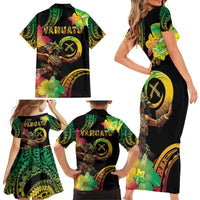 Halo Vanuatu Family Matching Short Sleeve Bodycon Dress and Hawaiian Shirt Beautiful Woman Dancing