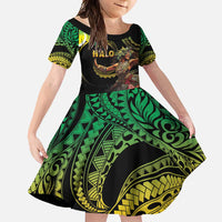 Halo Vanuatu Family Matching Tank Maxi Dress and Hawaiian Shirt Beautiful Woman Dancing LT05 Daughter's Dress Black - Polynesian Pride