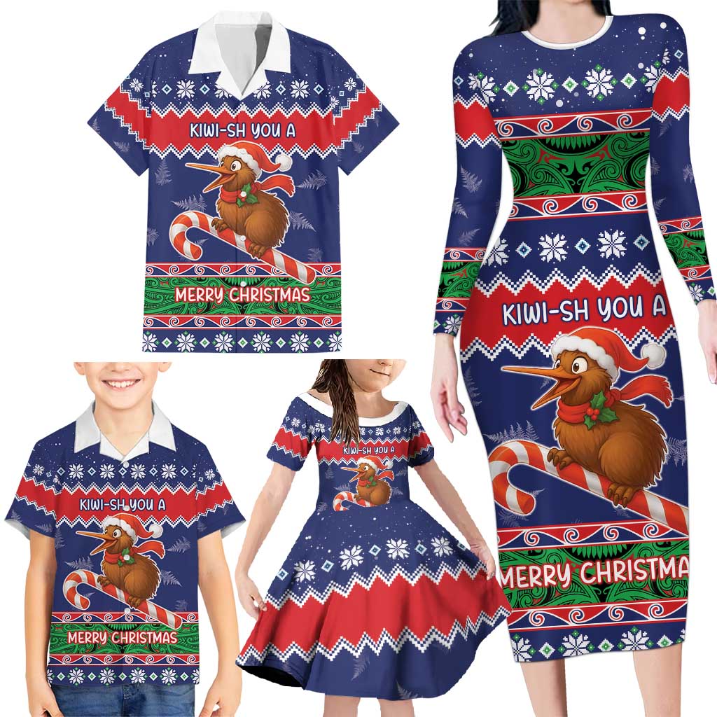 New Zealand Christmas Family Matching Long Sleeve Bodycon Dress and Hawaiian Shirt Kiwi-sh You A Merry Christmas LT05 - Polynesian Pride