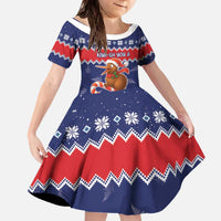 New Zealand Christmas Family Matching Off The Shoulder Long Sleeve Dress and Hawaiian Shirt Kiwi-sh You A Merry Christmas LT05 Daughter's Dress Blue - Polynesian Pride