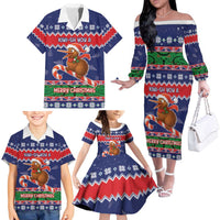 New Zealand Christmas Family Matching Off The Shoulder Long Sleeve Dress and Hawaiian Shirt Kiwi-sh You A Merry Christmas LT05 - Polynesian Pride