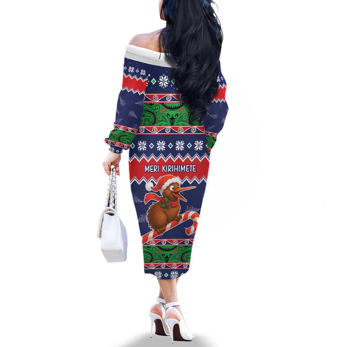 New Zealand Christmas Family Matching Off The Shoulder Long Sleeve Dress and Hawaiian Shirt Kiwi-sh You A Merry Christmas LT05 - Polynesian Pride