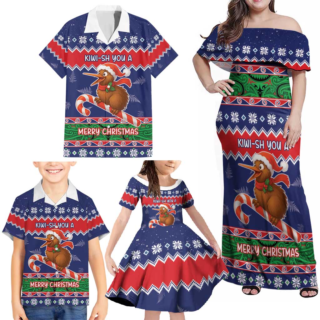 New Zealand Christmas Family Matching Off Shoulder Maxi Dress and Hawaiian Shirt Kiwi-sh You A Merry Christmas LT05 - Polynesian Pride