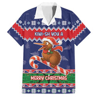 New Zealand Christmas Family Matching Off Shoulder Short Dress and Hawaiian Shirt Kiwi-sh You A Merry Christmas LT05 Dad's Shirt - Short Sleeve Blue - Polynesian Pride