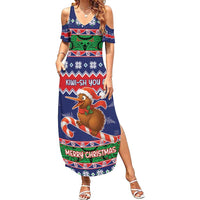 New Zealand Christmas Family Matching Summer Maxi Dress and Hawaiian Shirt Kiwi-sh You A Merry Christmas LT05 Mom's Dress Blue - Polynesian Pride
