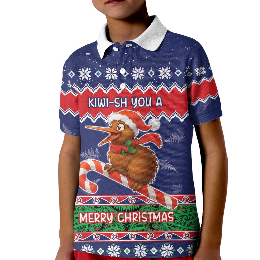 New Zealand Christmas Kid Polo Shirt Kiwi-sh You A Merry Christmas - Polynesian Pride