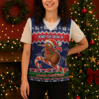 New Zealand Christmas Knitted V-Neck Vest Kiwi-sh You A Merry Christmas - Polynesian Pride