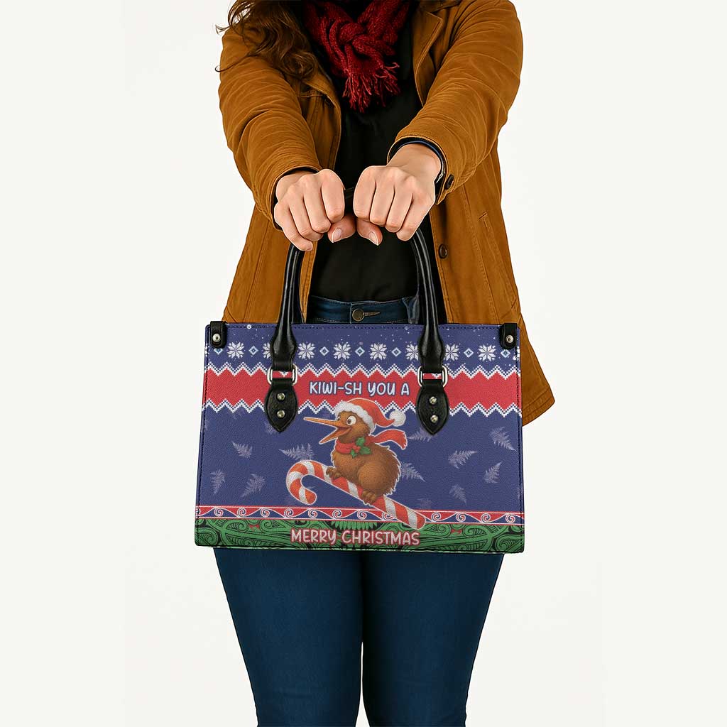 New Zealand Christmas Leather Bag Kiwi-sh You A Merry Christmas - Polynesian Pride