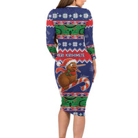 New Zealand Christmas Long Sleeve Bodycon Dress Kiwi-sh You A Merry Christmas LT05 - Polynesian Pride