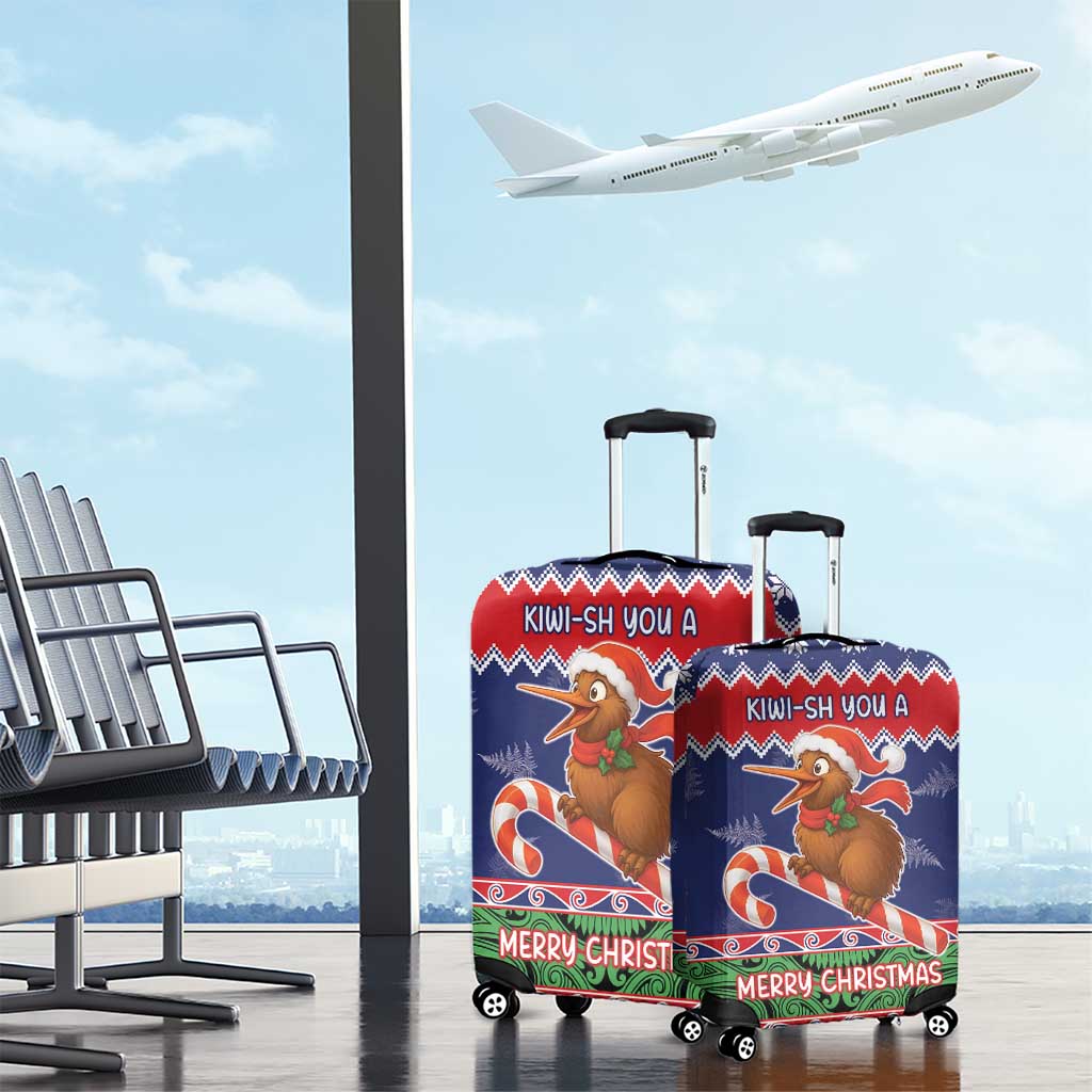 New Zealand Christmas Luggage Cover Kiwi-sh You A Merry Christmas - Polynesian Pride