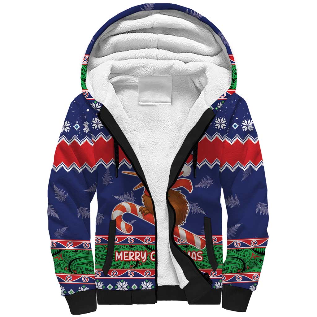 New Zealand Christmas Sherpa Hoodie Kiwi-sh You A Merry Christmas LT05 Unisex Blue - Polynesian Pride