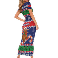 New Zealand Christmas Short Sleeve Bodycon Dress Kiwi-sh You A Merry Christmas LT05 - Polynesian Pride