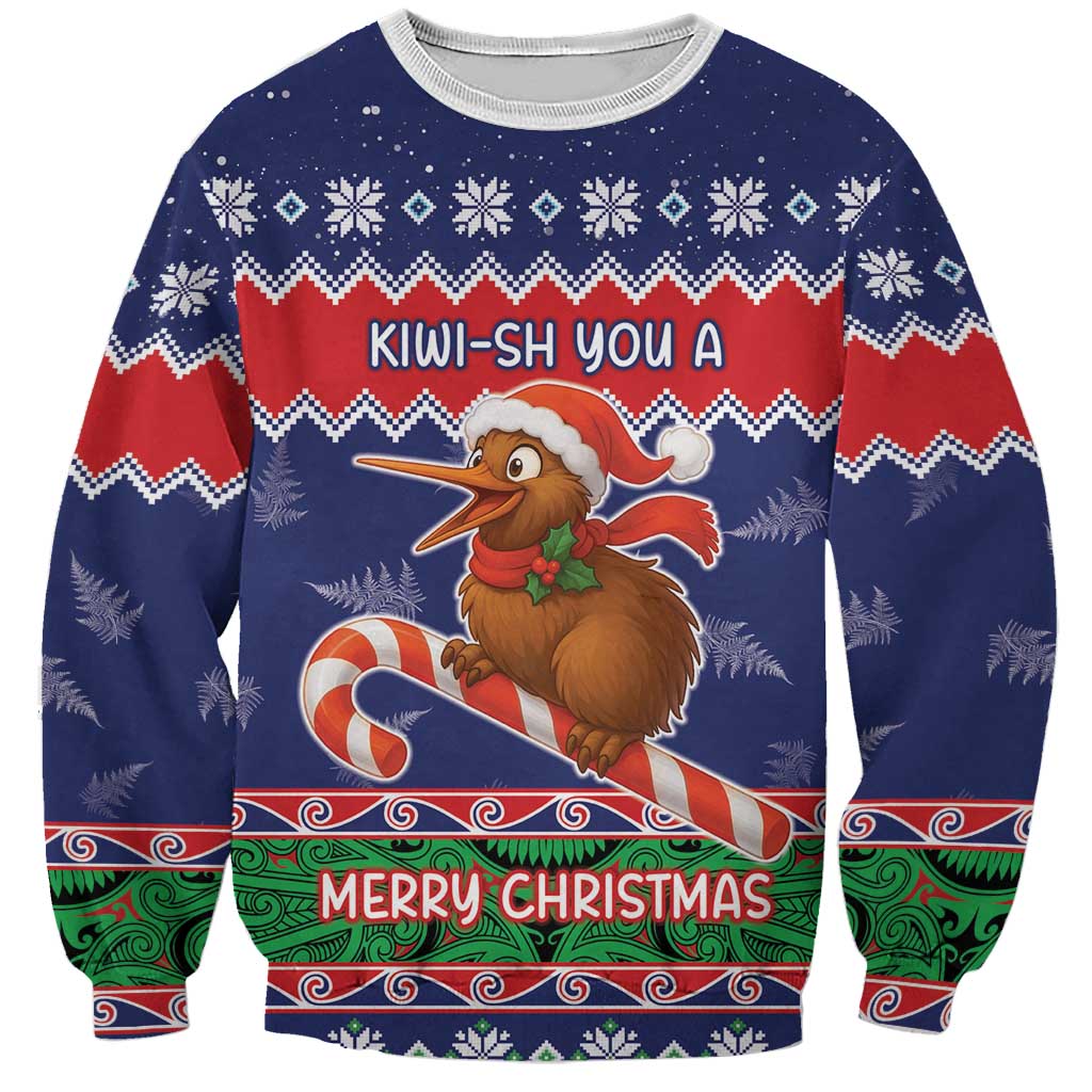 New Zealand Christmas Sweatshirt Kiwi-sh You A Merry Christmas - Polynesian Pride