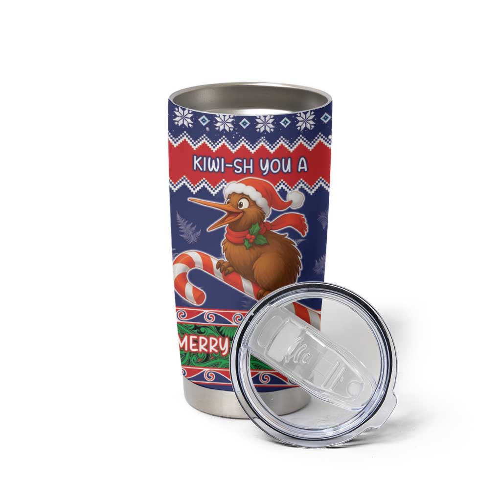 New Zealand Christmas Tumbler Cup Kiwi-sh You A Merry Christmas - Polynesian Pride