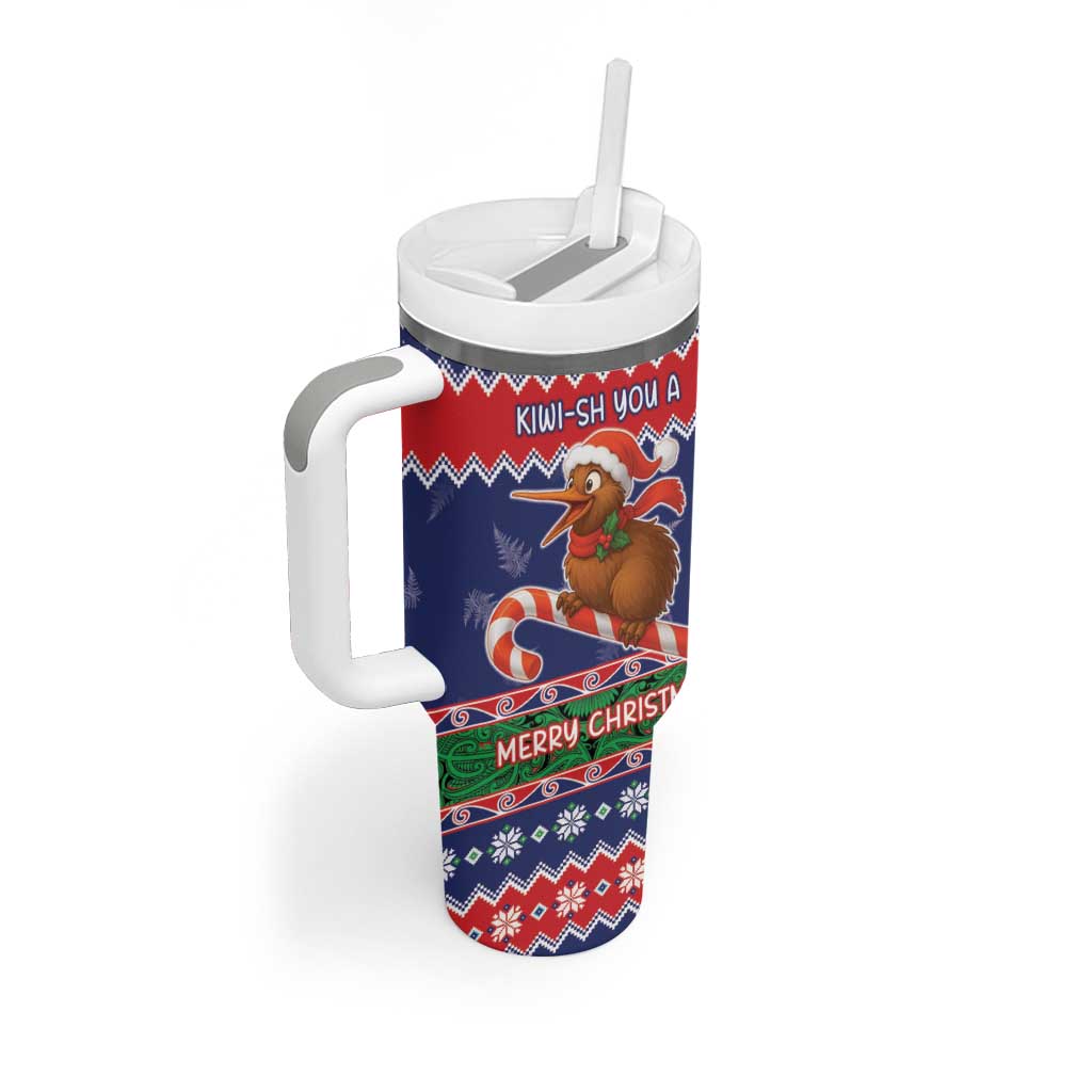 New Zealand Christmas Tumbler With Handle Kiwi-sh You A Merry Christmas - Polynesian Pride