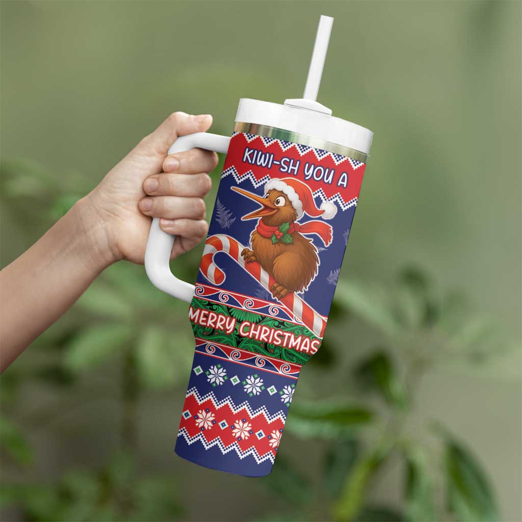 New Zealand Christmas Tumbler With Handle Kiwi-sh You A Merry Christmas - Polynesian Pride