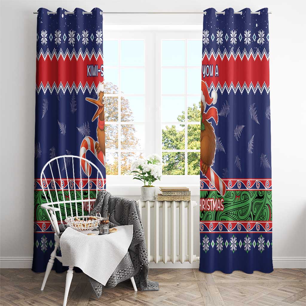 New Zealand Christmas Window Curtain Kiwi-sh You A Merry Christmas - Polynesian Pride