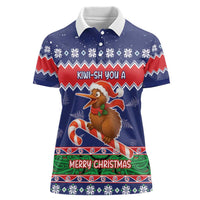New Zealand Christmas Women Polo Shirt Kiwi-sh You A Merry Christmas LT05 Female Blue - Polynesian Pride