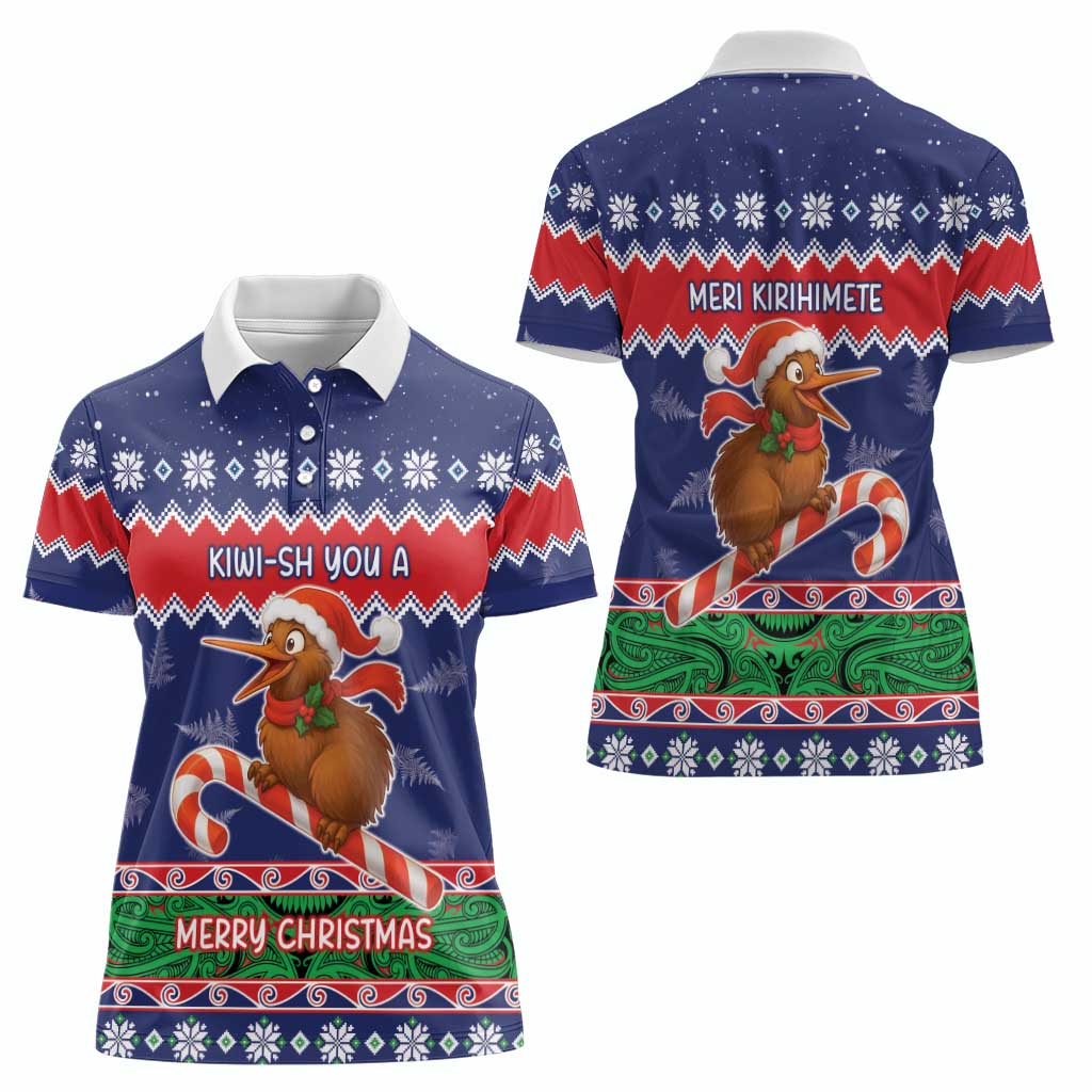 New Zealand Christmas Women Polo Shirt Kiwi-sh You A Merry Christmas LT05 - Polynesian Pride