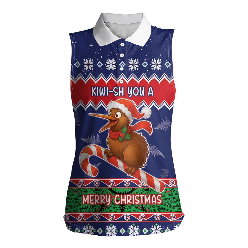 New Zealand Christmas Women Sleeveless Polo Shirt Kiwi-sh You A Merry Christmas - Polynesian Pride