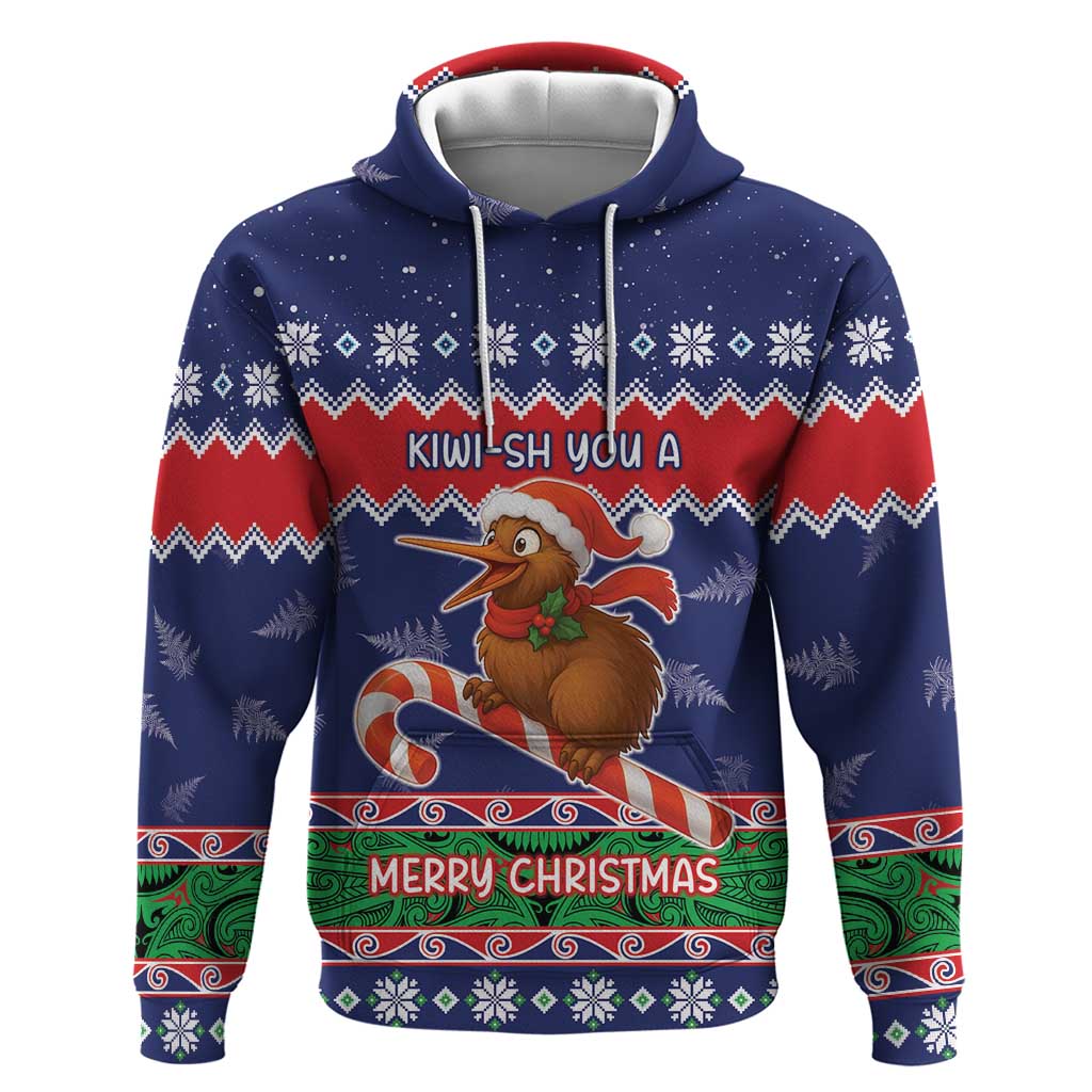 New Zealand Christmas Zip Hoodie Kiwi-sh You A Merry Christmas - Polynesian Pride