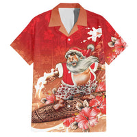 Hawaii Funny Christmas Family Matching Summer Maxi Dress and Hawaiian Shirt Santa Surfing With Tapa Pattern - Polynesian Pride