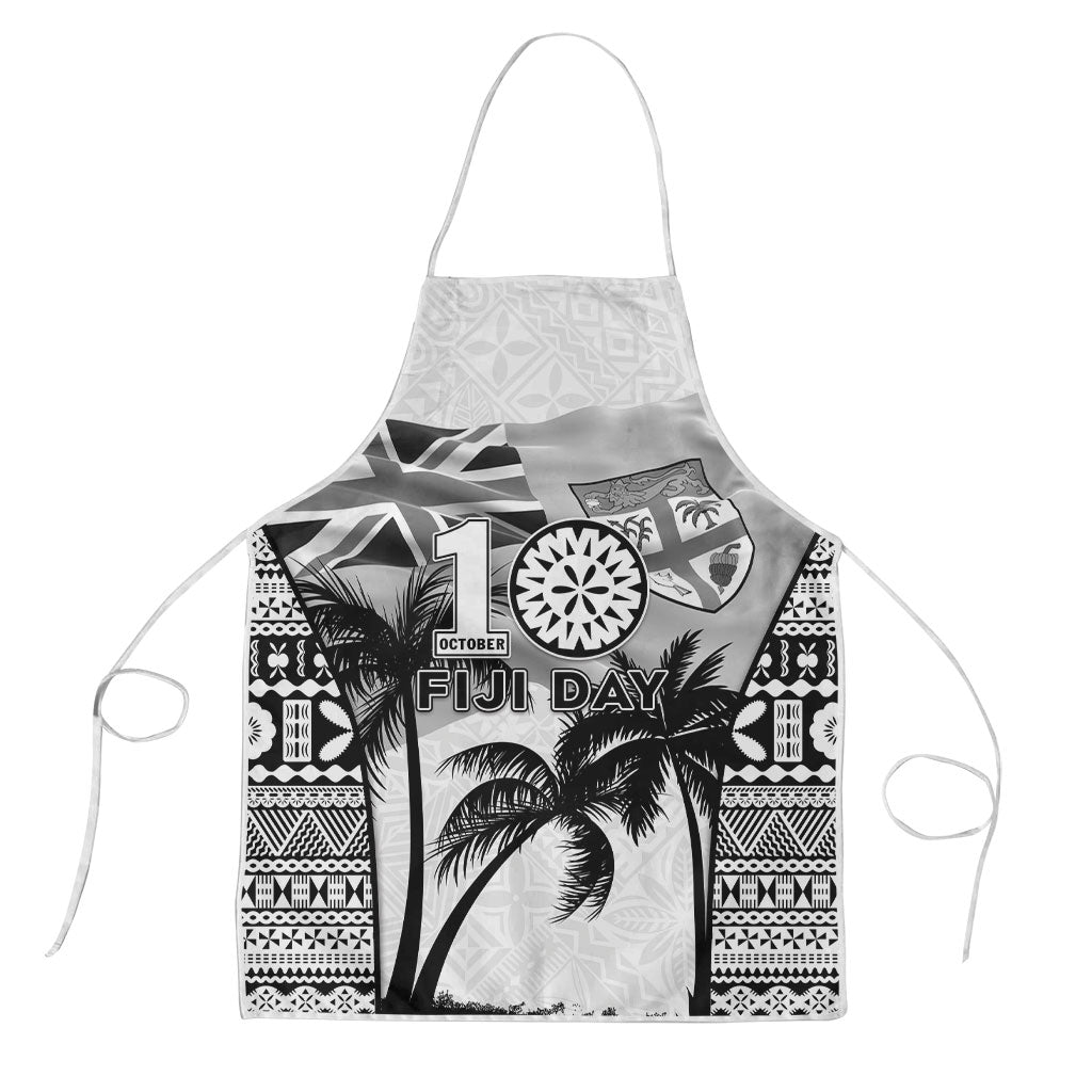 Fiji Day 2026 Apron Masi Tapa Pattern With Palm Tree White Version