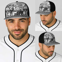 Fiji Day 2026 Baseball Net Cap Masi Tapa Pattern With Palm Tree White Version LT05 - Polynesian Pride