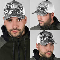 Fiji Day 2026 Classic Cap Masi Tapa Pattern With Palm Tree White Version LT05 - Polynesian Pride