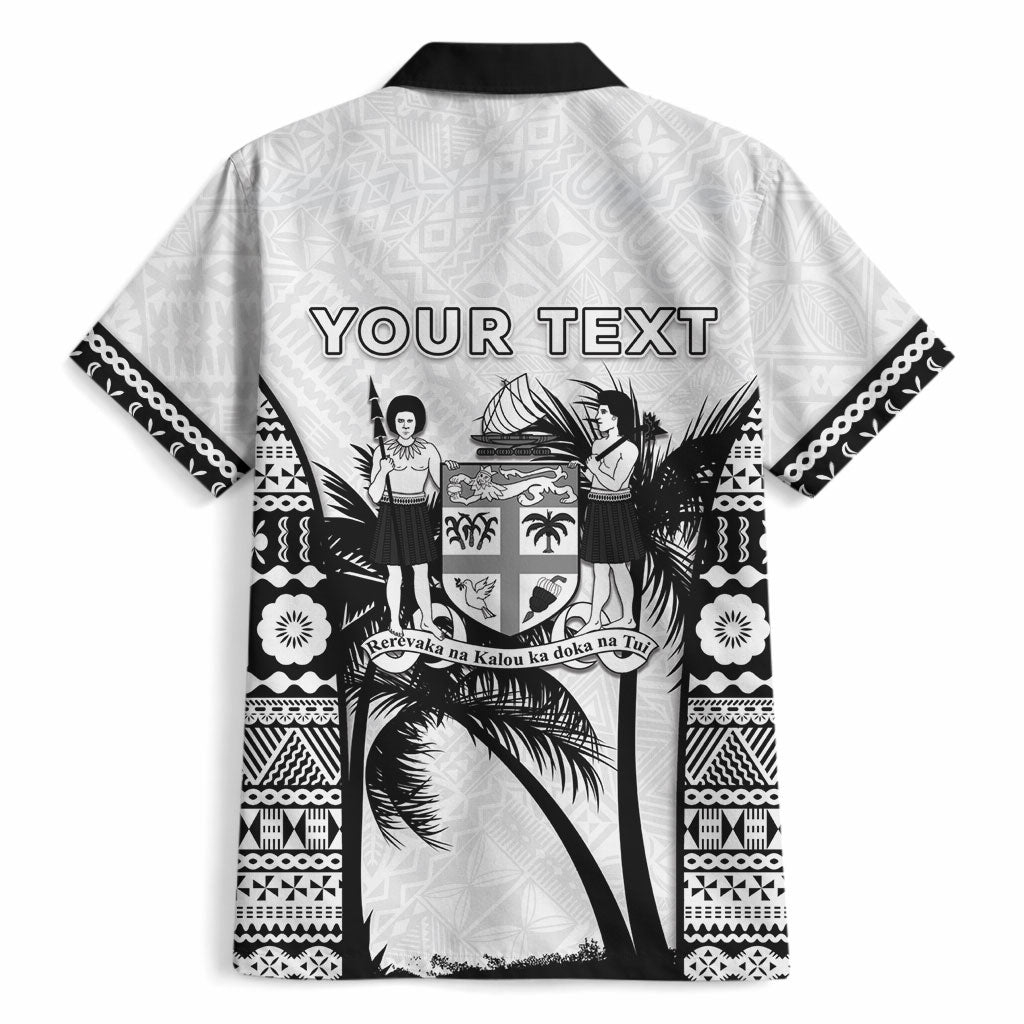 Personalised Fiji Day 2026 Hawaiian Shirt Masi Tapa Pattern With Palm Tree White Version LT05 - Polynesian Pride