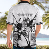 Personalised Fiji Day 2026 Hawaiian Shirt Masi Tapa Pattern With Palm Tree White Version LT05 - Polynesian Pride