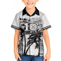 Personalised Fiji Day 2026 Hawaiian Shirt Masi Tapa Pattern With Palm Tree White Version LT05 - Polynesian Pride