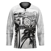 Personalised Fiji Day 2026 Hockey Jersey Masi Tapa Pattern With Palm Tree White Version LT05 Unisex White - Polynesian Pride