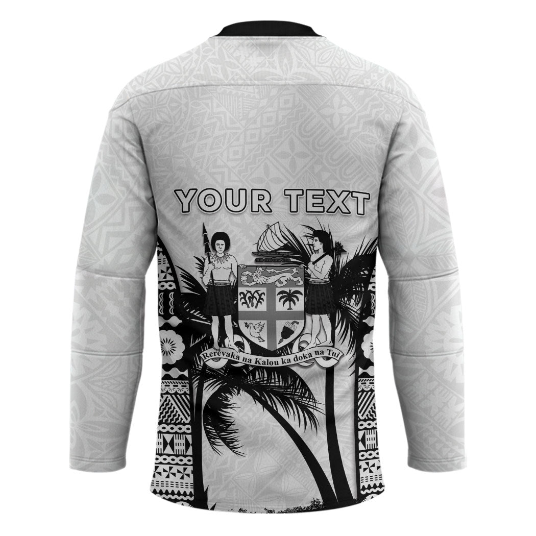 Personalised Fiji Day 2026 Hockey Jersey Masi Tapa Pattern With Palm Tree White Version LT05 - Polynesian Pride
