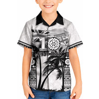Personalised Fiji Day 2026 Kid Hawaiian Shirt Masi Tapa Pattern With Palm Tree White Version LT05 Kid White - Polynesian Pride