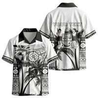 Personalised Fiji Day 2026 Kid Hawaiian Shirt Masi Tapa Pattern With Palm Tree White Version LT05 - Polynesian Pride