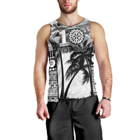 Personalised Fiji Day 2026 Men Tank Top Masi Tapa Pattern With Palm Tree White Version LT05 - Polynesian Pride