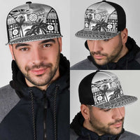 Fiji Day 2026 Mesh Trucker Cap Masi Tapa Pattern With Palm Tree White Version LT05 - Polynesian Pride