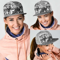 Fiji Day 2026 Mesh Trucker Cap Masi Tapa Pattern With Palm Tree White Version LT05 - Polynesian Pride