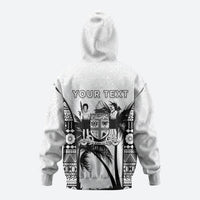 Personalised Fiji Day 2026 Zip Hoodie Masi Tapa Pattern With Palm Tree White Version LT05 - Polynesian Pride